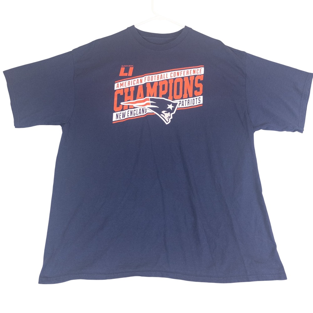 New England Patriots Super Bowl LI AFC Champions Navy Blue T-Shirt Mens 2XL